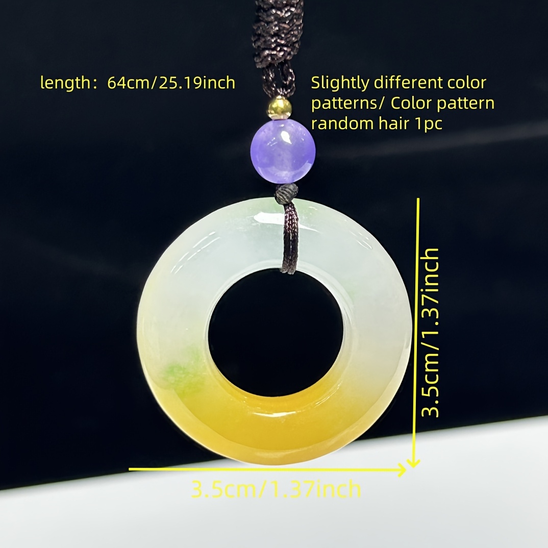 Fashionable Natural Stone Donut Pendant Necklace with Peace Symbol